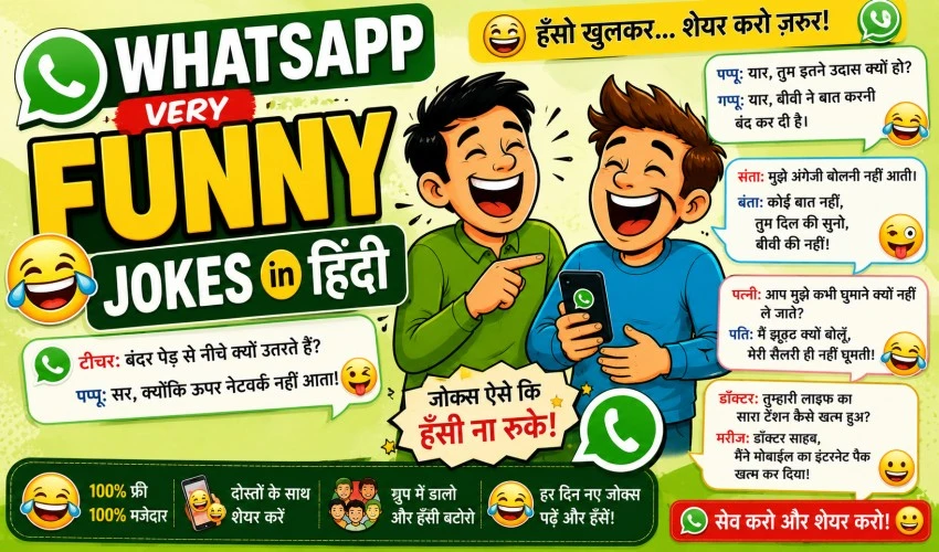 WhatsApp Very Funny Jokes in Hindi: 100+ Viral Chutkule